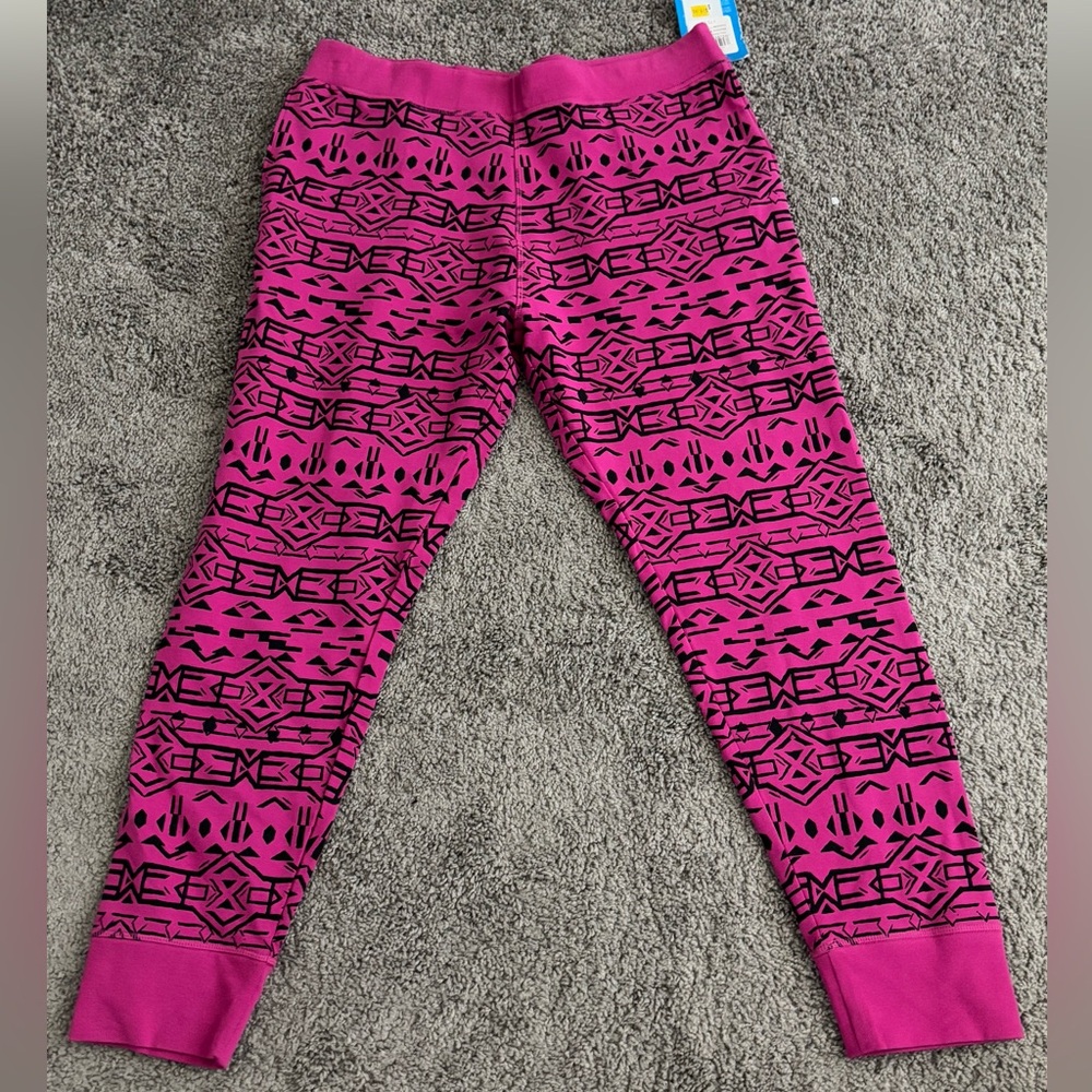 New Columbia Pink and Black Track Pants with Geometric Patterns